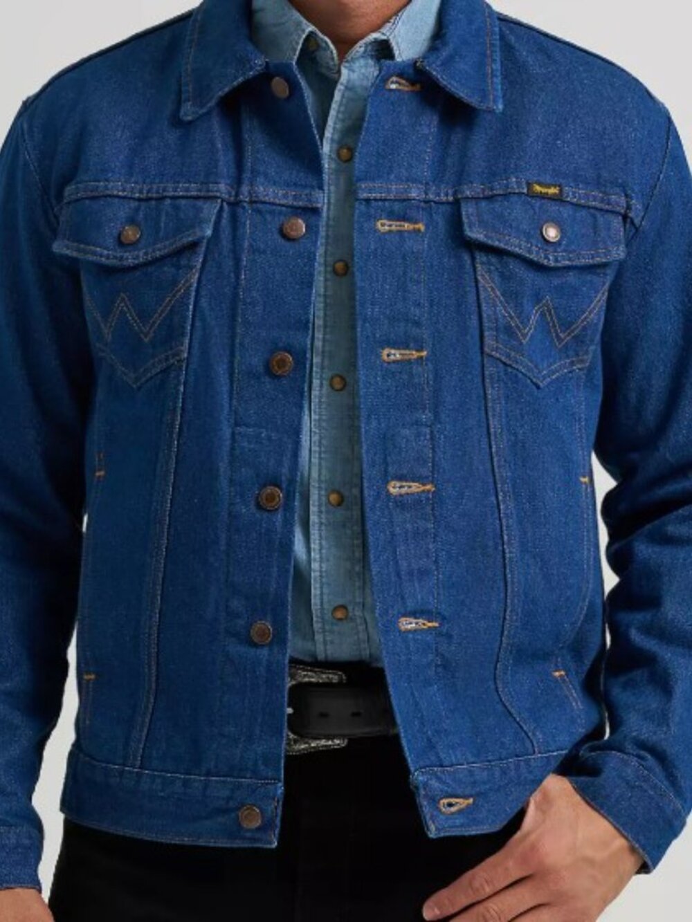 Men's Wrangler Cowboy Cut Unlined Blue Denim Jean Jacket Size XL